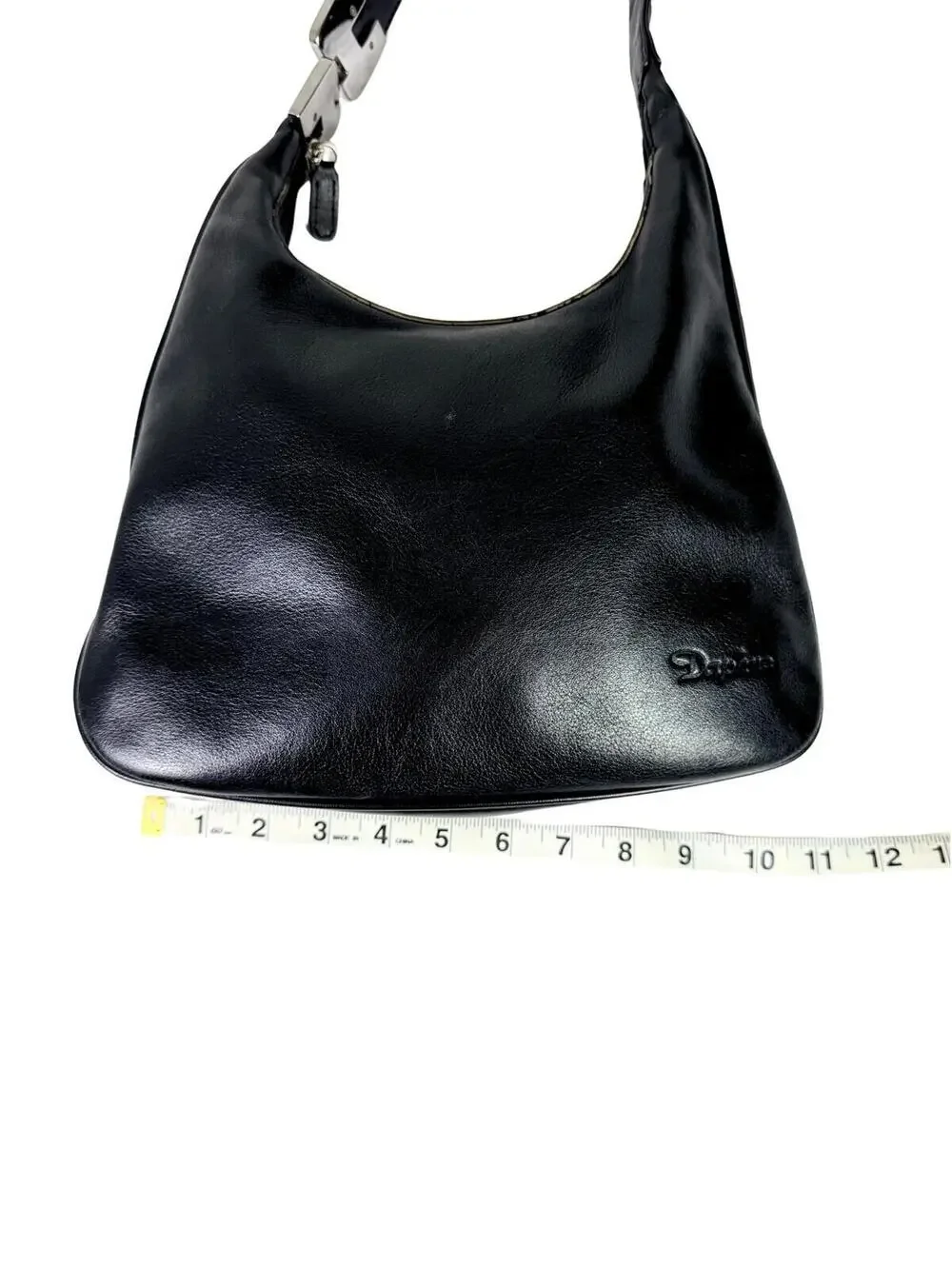 Vintage Daphne Genuine Leather Black Hobo Shoulder Bag Y2K